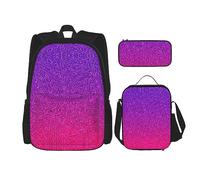 MDATT Mochila escolar de matemáticas para niñas, mochilas escolares con lonchera y estuche 3 en 1, juego de bolsas escolares, Brillo de lentejuelas degradadas, Talla única