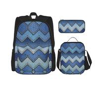 MDATT Mochila escolar de matemáticas para niñas, mochilas escolares con lonchera y estuche 3 en 1, juego de bolsas escolares, Degradado Azul Denim, Talla única