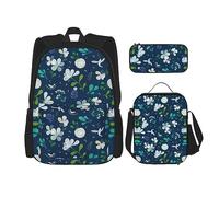 MDATT Mochila escolar de matemáticas para niñas, mochilas escolares con lonchera y estuche 3 en 1, juego de bolsas escolares, Hierba y paloma, Talla única