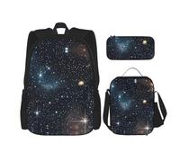 MDATT Mochila Husky Dog con lonchera y estuche de lápices de 3 pulgadas, mochilas Kawaii con bolsa de almuerzo a juego, Constellation Star Clusters Galaxies, Talla única, Mochilas daypack