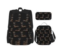 MDATT Mochila Kawaii con fiambrera, juego 3 en 1, estuche a juego, labios impresos en rayas blancas y negras, Dachshund Weiner Pet Dogs, Talla única