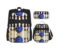 MDATT Mochila Kawaii con fiambrera, juego 3 en 1, estuche para lápices, combo a juego, botellas, cerveza, playa, puesta de sol, Pelotas deportivas coloridas, Talla única