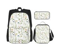 MDATT Mochila Kawaii con lonchera 3 en 1, estuche a juego, acuarelas de temporada de hierbas y flores, Acuarelas de temporada de hierbas y flores, Talla única