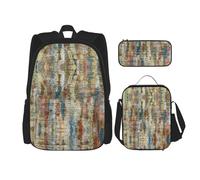 MDATT Mochila Kawaii con lonchera 3 en 1, estuche a juego, cielo estrellado, Rústico abstracto bohemio, Talla única
