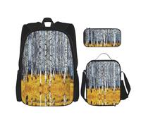 MDATT Mochila Kawaii con lonchera 3 en 1, estuche a juego, diseño de pájaros otoñales, Hermoso camuflaje de árbol, Talla única