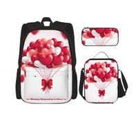 MDATT Mochila Kawaii con lonchera 3 en 1, estuche a juego, feliz día de San Valentín, Feliz día de San Valentín, Talla única