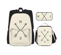 MDATT Mochila Kawaii con lonchera 3 en 1, estuche a juego, pared de ladrillo, Brújula, Talla única