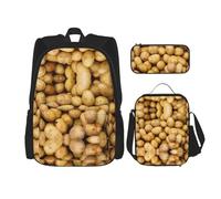 MDATT Mochila Kawaii con lonchera 3 en 1, estuche a juego, pastor alemán, Patatas de jardín, Talla única