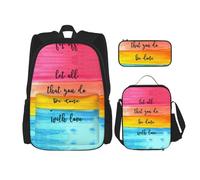 MDATT Mochila Kawaii con lonchera 3 en 1, paquete de estuche a juego, Let All You Do Be Done with Love, Deja que todo lo que hagas se haga con amor, Talla única