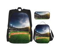 MDATT Mochila Kawaii con lonchera 3 en 1, paquete de estuche a juego, Let All You Do Be Done with Love, Telón de fondo de campo de béisbol, Talla única