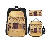 MDATT Mochila Kawaii con lonchera 3 en 1, paquete de estuche a juego, Let All You Do Be Done with Love, Granero campestre de otoño, Talla única