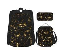 MDATT Mochila negra dorada con fiambrera, mochila de anime, mochila escolar, mochila para tres personas, Black, Talla única, Juego de mochila escolar