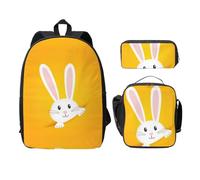 MDATT Mochila versátil con diseño de huevos de conejo de Pascua, con bolsa de almuerzo, estuche para lápices, equipo de viaje ligero para uso diario, Black, Talla única, Organizador de bolsas