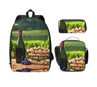 MDATT Mochilas de corcho para botellas de vino con estuche para el almuerzo, bolsa ligera para libros para excursiones de camping, Black, Talla única, Organizador de bolsas