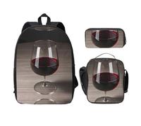 MDATT Mochilas de cristal para botellas de vino con bolsa de almuerzo, estuche para lápices, bolsa ligera para libros para excursiones de camping, Black, Talla única, Organizador de bolsas