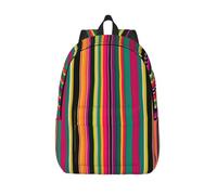 MDATT Mochilas de rayas de colores arcoíris ligeras con 1 compartimento principal, bolsa de senderismo, NEGRO, M