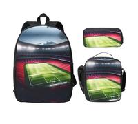 MDATT Mochilas nocturnas con diseño de campo satdium para estadio de fútbol americano con estuche para el almuerzo, bolsa ligera para libros para excursiones de campamento, Black, Talla única,