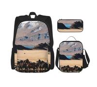 MDATT Mountain Farm Horses - Mochila con fiambrera, mochila de anime, mochila escolar, mochila para tres personas, Black, Talla única, Juego de mochila escolar