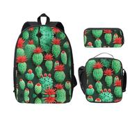 MDATT Muchas mochilas pequeñas con diseño de cactus con estuche para el almuerzo, bolsa ligera para libros para excursiones de camping, Black, Talla única, Organizador de bolsas