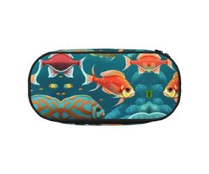 MDATT Ocean Underwater Fish - Estuche grande para lápices, organizador suave con cremallera, estuche portátil para adultos, Black, Talla única, Organizador de bolsas