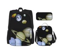 MDATT Planet Jupiter - Mochila con fiambrera, mochila de anime, mochila escolar, mochila para tres personas, Black, Talla única, Juego de mochila escolar