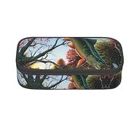 MDATT Safflower Flying Fish Colorful Pencil Case Bag with Zipper Pouch Organizer for Office Travel Holder Box, Black, Talla única, Maleta