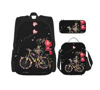MDATT Sand Dunes - Mochila escolar para niñas, con lonchera y estuche 3 en 1, juego de bolsas escolares, Niña Bicicleta Mariposa (1), Talla única