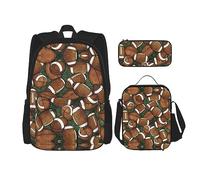 MDATT Sand Dunes - Mochila escolar para niñas, con lonchera y estuche 3 en 1, juego de bolsas escolares, Fútbol Verde, Talla única