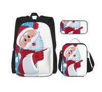 MDATT Santa Claus4 - Mochila con fiambrera, mochila de anime, mochila escolar, mochila para tres personas, Black, Talla única, Juego de mochila escolar