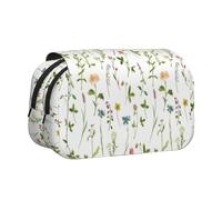 MDATT Season - Estuche para lápices con estampado de acuarelas de hierbas y flores para adultos, estuche de transporte duradero para bolígrafos, Black, Talla única, Organizador de bolsas