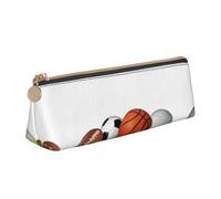 MDATT Sports Balls On The Grass - Estuche multifuncional de piel con gran capacidad de almacenamiento, diseño triangular clásico, White, Talla única, Bolsa de maquillaje