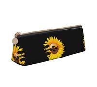 MDATT Sunflowers at Sunrise - Estuche multifuncional de cuero con gran capacidad de almacenamiento, diseño triangular clásico, White, Talla única, Bolsa de maquillaje