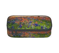 MDATT Texas Bluebonnets Scenery - Estuche para lápices colorido con cremallera, organizador para oficina y viaje, Black, Talla única, Maleta
