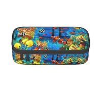 MDATT The Underwater World Tropical Fish Colorful Pencil Case Bag with Zipper Pouch Organizer for Office Travel Holder Box, Black, Talla única, Maleta