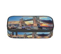 MDATT Tower Bridge in London - Estuche colorido para lápices con cremallera, organizador para oficina, viaje, caja, Black, Talla única, Maleta