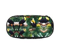 MDATT Tucanes - Estuche grande con diseño de hojas de palmera, organizador suave con cremallera, estuche portátil para adultos, Black, Talla única, Organizador de bolsas