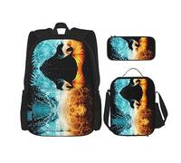 MDATT Una mochila de rosa roja para niñas, mochilas escolares con lonchera y estuche 3 en 1 juego de bolsas escolares, Hermoso Fénix, Talla única