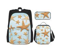 MDATT Una mochila de rosa roja para niñas, mochilas escolares con lonchera y estuche 3 en 1 juego de bolsas escolares, 3d Hermosa Maritime Summer Starfish, Talla única