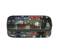MDATT Us Military Soldiers Patriotic Memorial Day Colorful Pencil Case Bag with Zipper Pouch Organizer for Office Travel Holder Box, Black, Talla única, Maleta