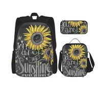 MDATT You are My Sunflower - Mochila escolar para niñas, con lonchera y estuche para lápices, juego de bolsas escolares 3 en 1, You Are My Sunflower, Talla única