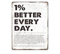 MDBJTCYZN 1% Better Every Day Metal Tin Office Sign 12x8 Inch