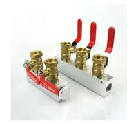 MDBJTCYZN 27x36mm 1/2" BSP Female 2 3 4 5 6 7 8 9 10 Ways Solid Aluminum Air Manifold Block Splitter With Ball Valve(5 Way 7 Port)