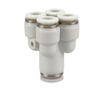 MDBJTCYZN 4 6 8 10 12mm Tube OD Y-Shaped 4 Ways Splitter Block Distribution Pneumatic Air Pipe Fitting Push In Connector(4-4)