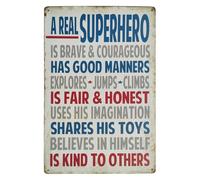 MDBJTCYZN A Real Superhero Tin Sign Vintage Metal Poster Retro Inspirational Wall-Art for Man Cave Nursery Bedroom Office Home Decor Gift 8 X 6 Inch