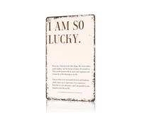 MDBJTCYZN Affirmation Metal Poster I Am So Lucky Wall Hanging for Laundry Room Workshop Basement 8 X 12 inch