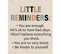 MDBJTCYZN Affirmation Posters You Are Enough Be Kind Inspirational Quotes Wall-Art for Home Living Room Office Decor(Framed,16x24inch(40x60cm))