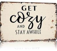 MDBJTCYZN Aluminum Metal Sign Welcoming Get Cozy And Stay Awhile for Cabin Home Decor 8 X 12 in