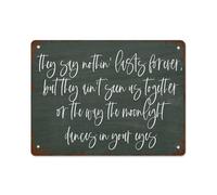 MDBJTCYZN Always & Forever Romantic Metal Sign Vintage Tin Plaque with Love Quote for Couples Bedroom Living Room Wall Decor 8 X 12 Inch