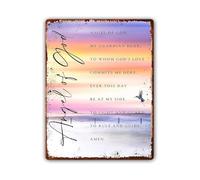 MDBJTCYZN Angel Metal Tin Sign Prayer Wall-Art Print for Home Office Decor House Blessing Gift 8 X 12 in