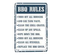 MDBJTCYZN BBQ Grill Rules Metal Tin Sign Turn Off All Burners Gas Valve Funny Retro Patio Backyard Decor 8 X 12 inch
